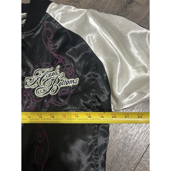 RARE Vintage Y2K Medium Reversible Apple bottom Jeans Satin Jacket - Picture 3 of 7